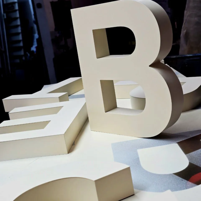 white painted 3d metal letters