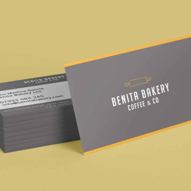 benita bakery grey and yellow business cards