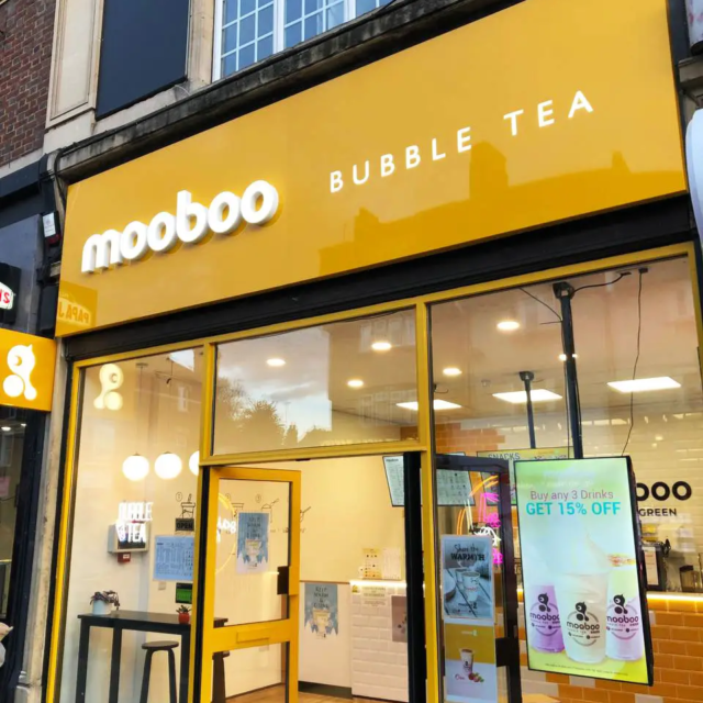 mooboo bubble tea shopfront sign