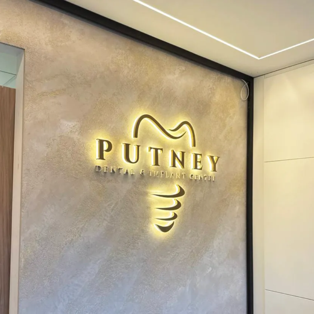 dentist reception light up sign putney dental and implant centre dentist reception light up sign