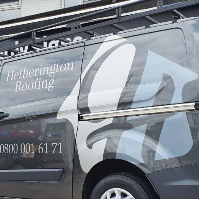hetherington roofing elegant van signs