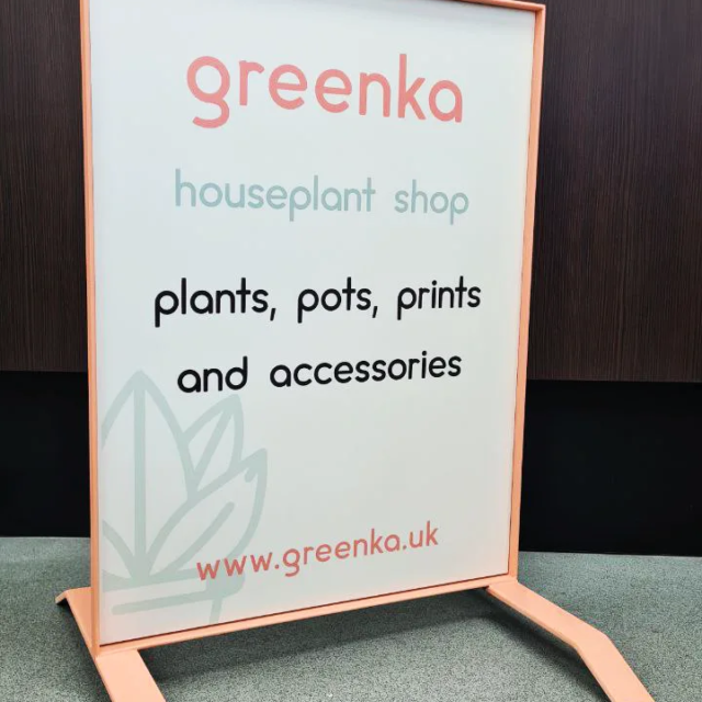 greenka houseplant shop graphic design for swinging signs