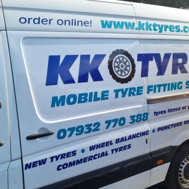 kk tyres large commercial van signage