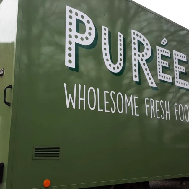 puree large trailer signage wrap olive green