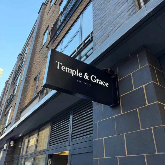 temple and grace luxury protruding sign