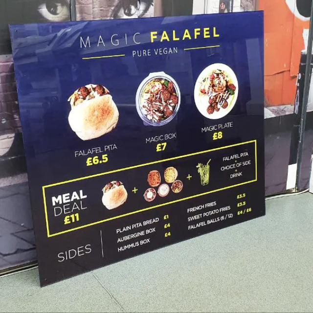magic falafel menu board signs for camden