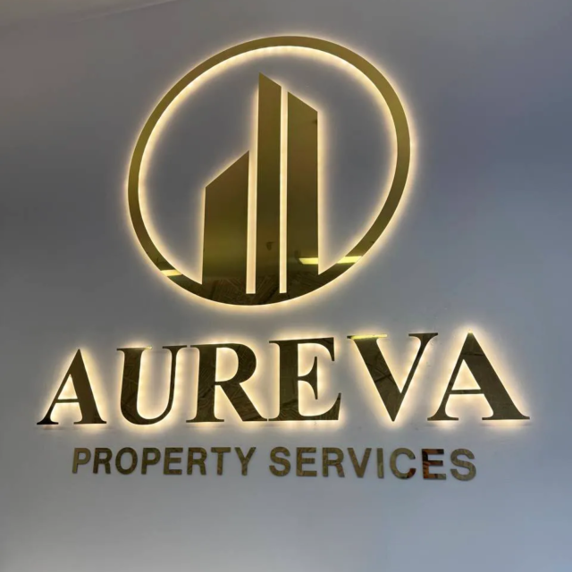 metal illuminated signage aureva property services estate agents metal illuminated signage