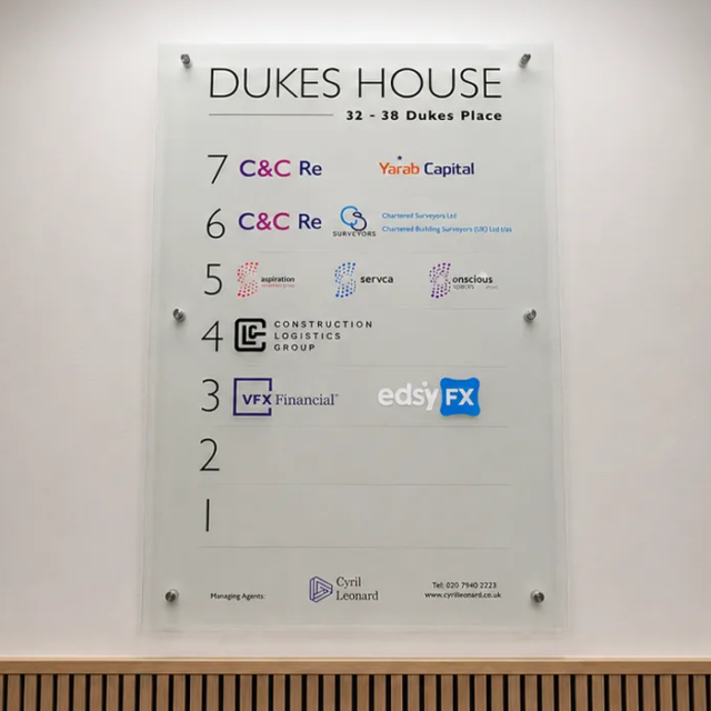 dukes house office floor directions signage acrylic