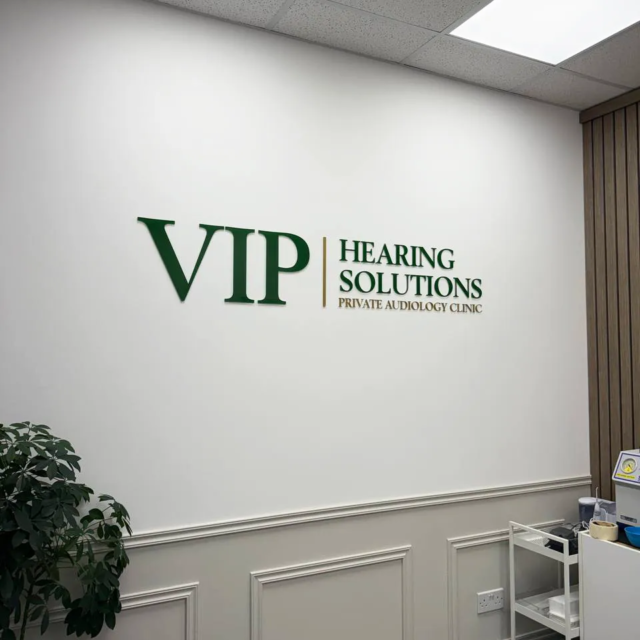 vip hearing solutions office wall signs