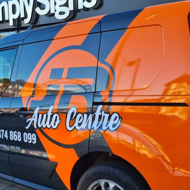 jr auto centre partial vinyl wrap to back half of van
