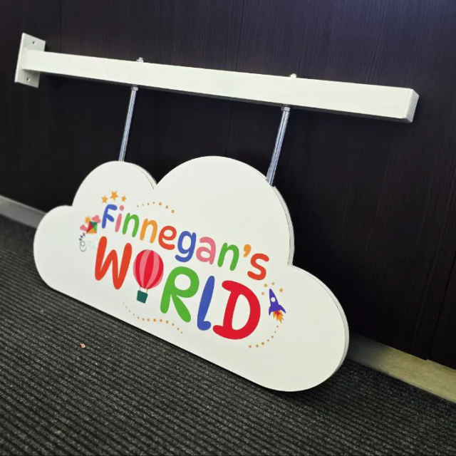 finnegans world toyshop hanging sign