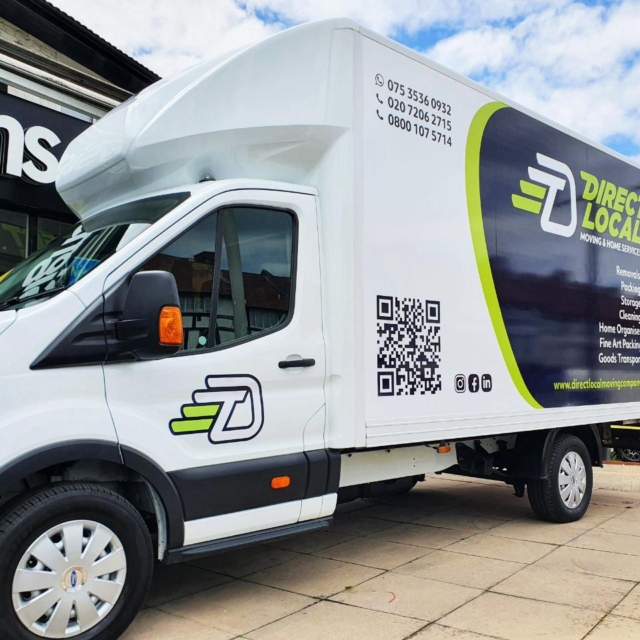 direct local moving and home services van signs and branding
