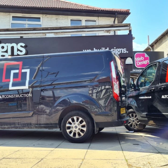 alt construction van signs to fleet vehicles