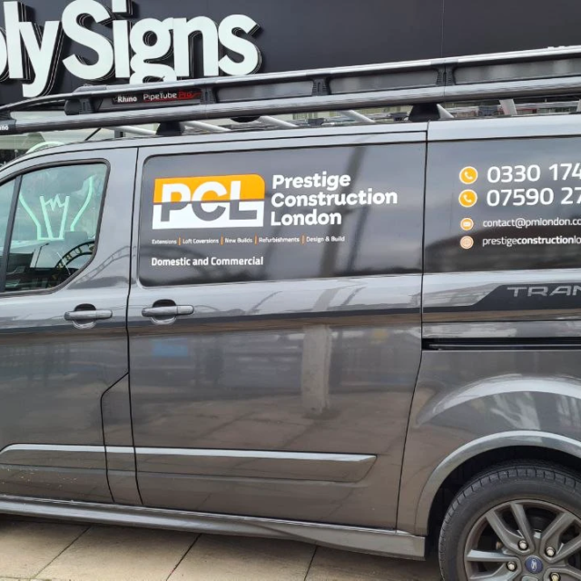 pcl prestige construction vinyl graphics to medium wheelbase van