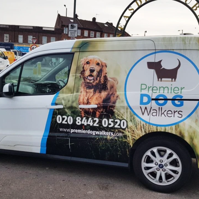 premier dog walkers vinyl van sign