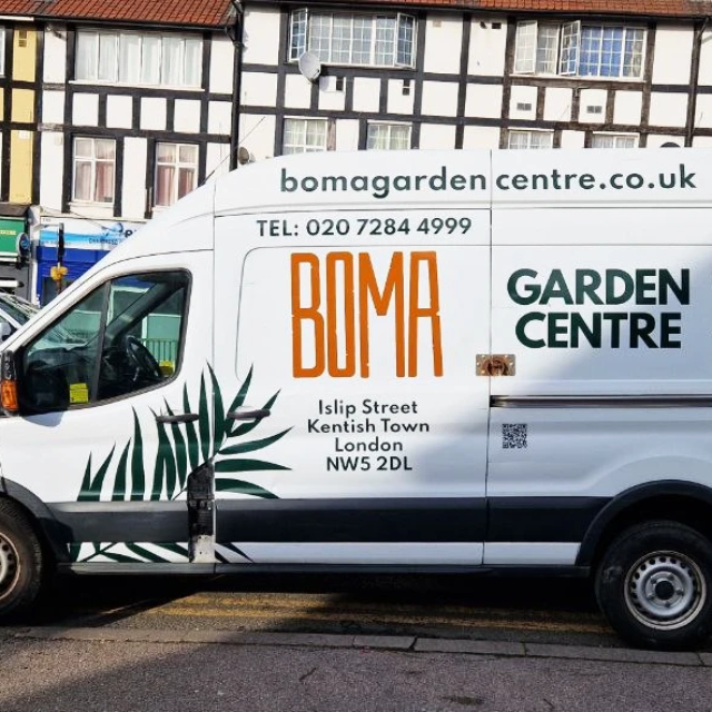 garden centre white van sign