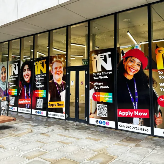 city of westminster college window vinyl for education