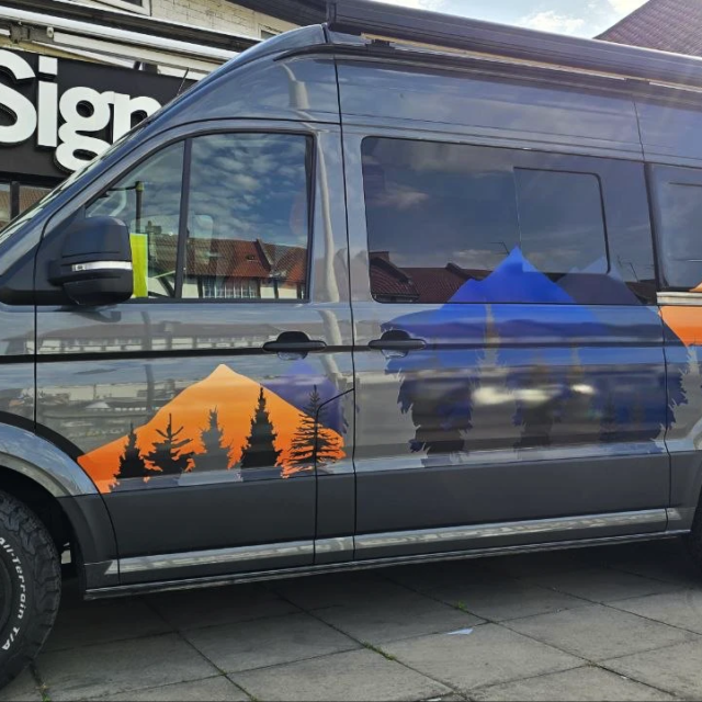 creative mountains landscape bespoke van sign