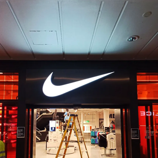 nike branded illuminated signage