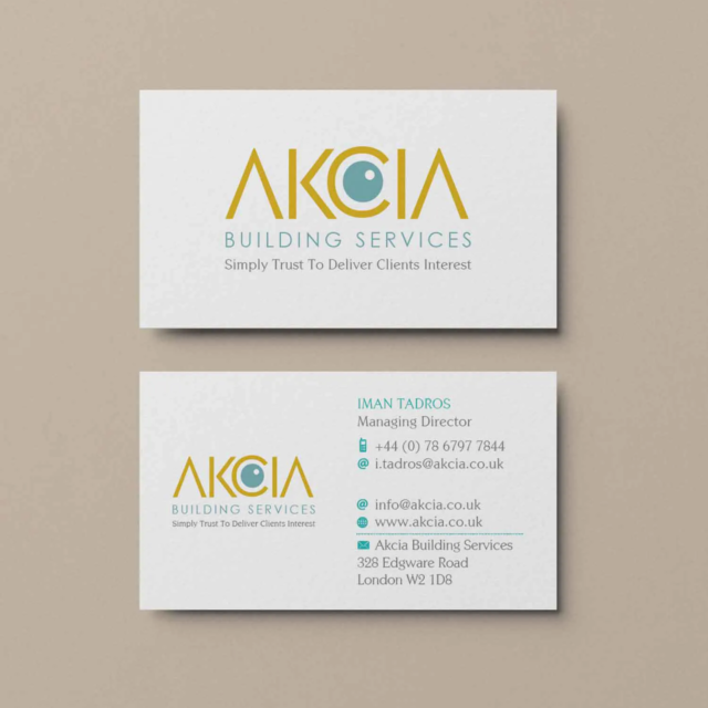 akcia building services business cards matt laminated