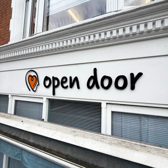 open door cnc cut shopfront sign