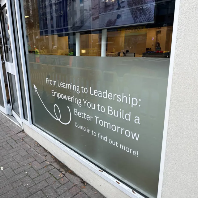 frosted window signs for course centre