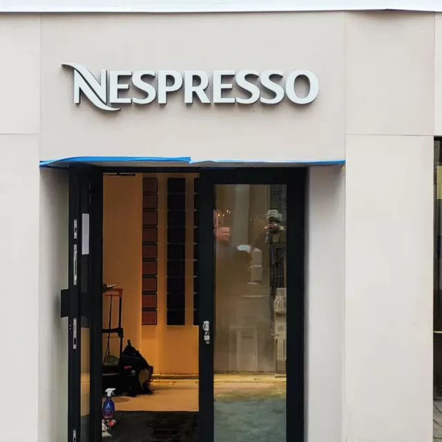 high street built up lettering nespresso high street built up lettering