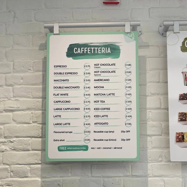 menu-board menu for cafe designed and printed