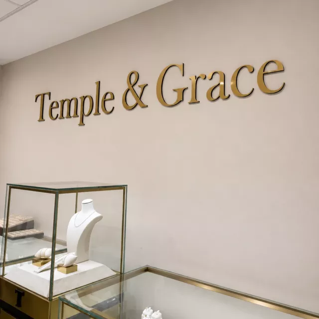 premium-gold-signage temple and grace premium gold signage for interior of shop