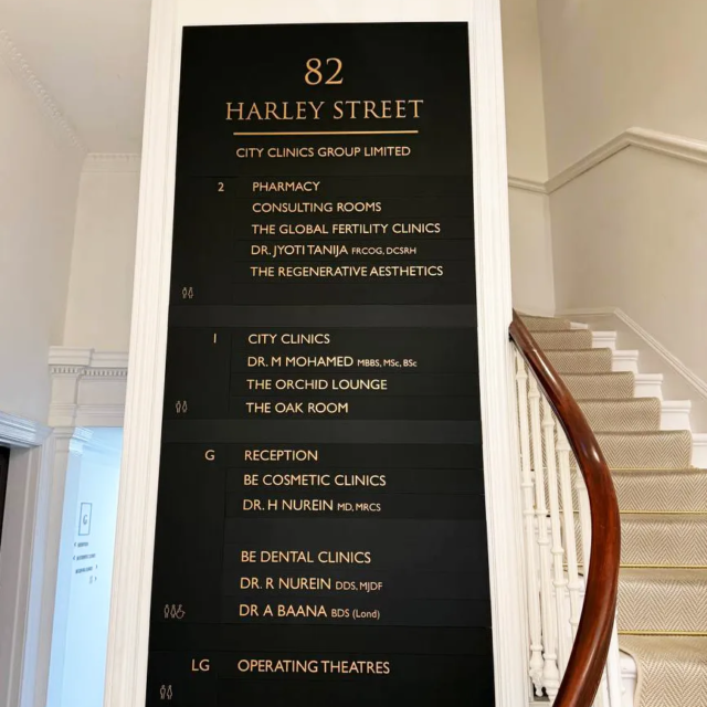 harley street private clinic directions signage