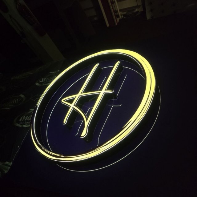 design for projecting signs black with warm light