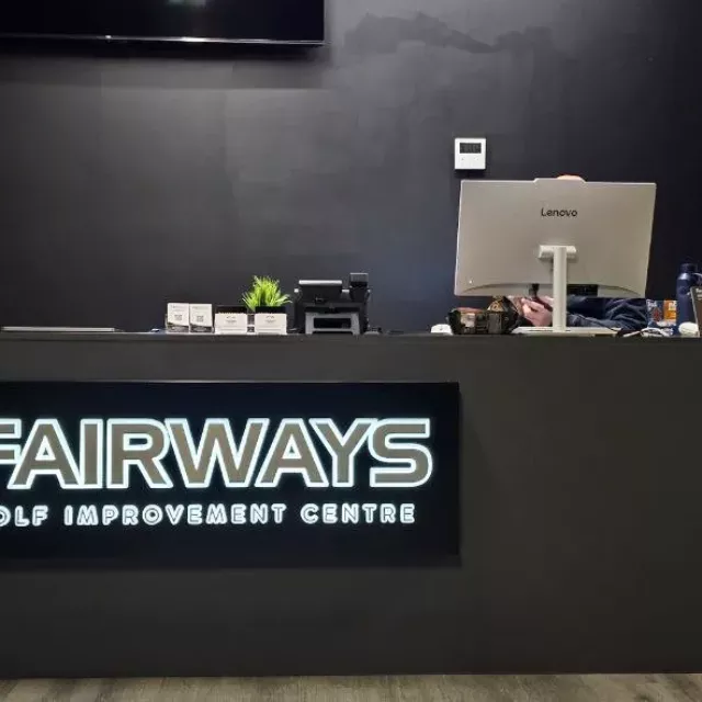 fairways golf improvement centre reception area signs