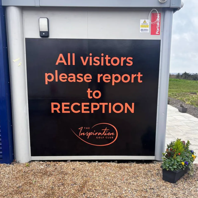 report to reception sign the inspiration golf club report to reception sign