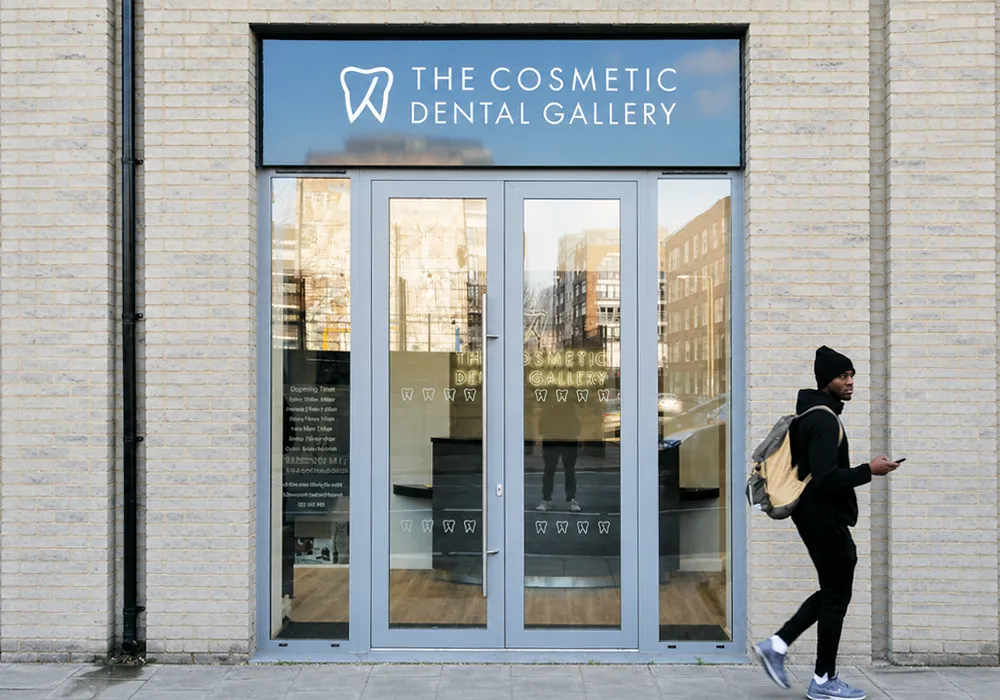 the cosmetic dental gallery shop front sign