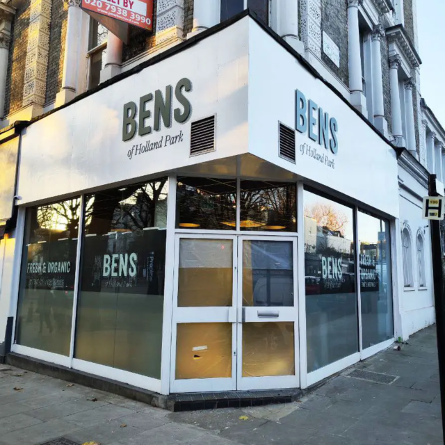 bens of holland park sign for greengrocer