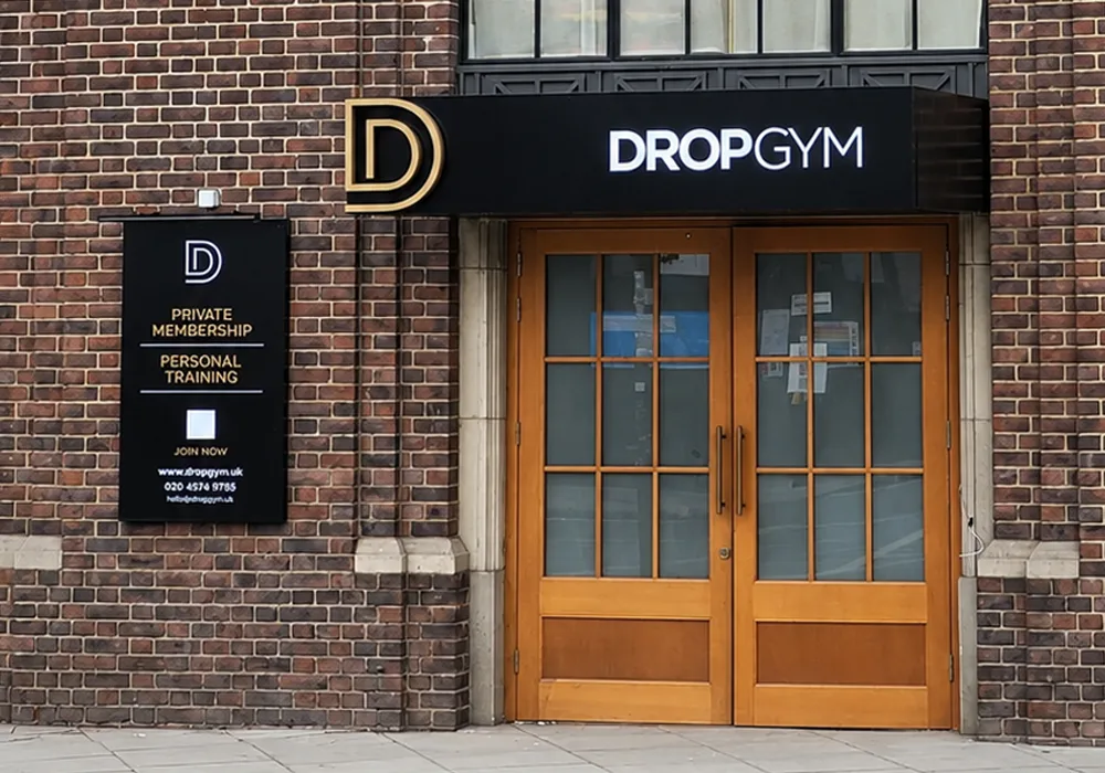 dropgym fitness centre shopfront sign