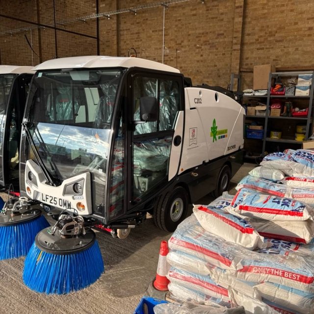 brent council signs for street cleaners heavy machinery
