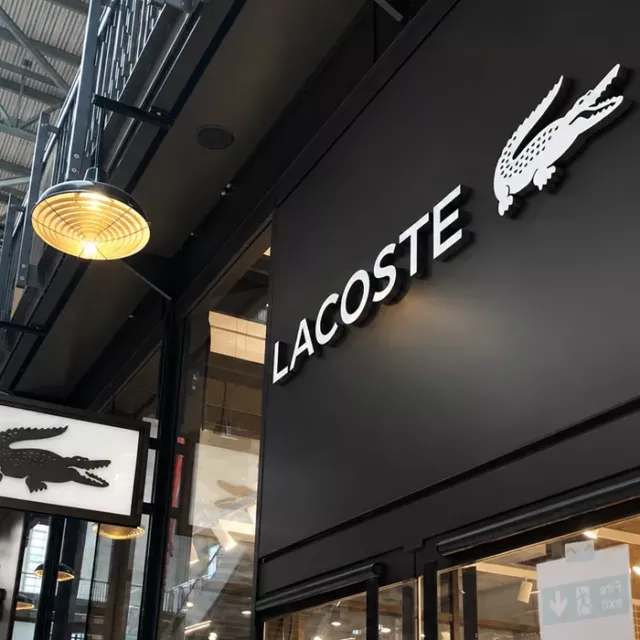 lacoste westfield projecting sign
