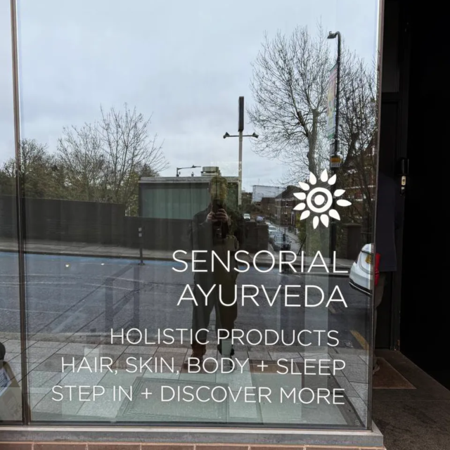 white vinyl lettering window sensorial ayurveda white vinyl lettering window
