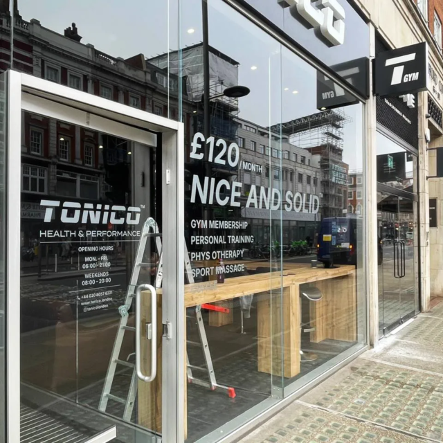 white vinyl window graphics tonico gym white vinyl window graphics