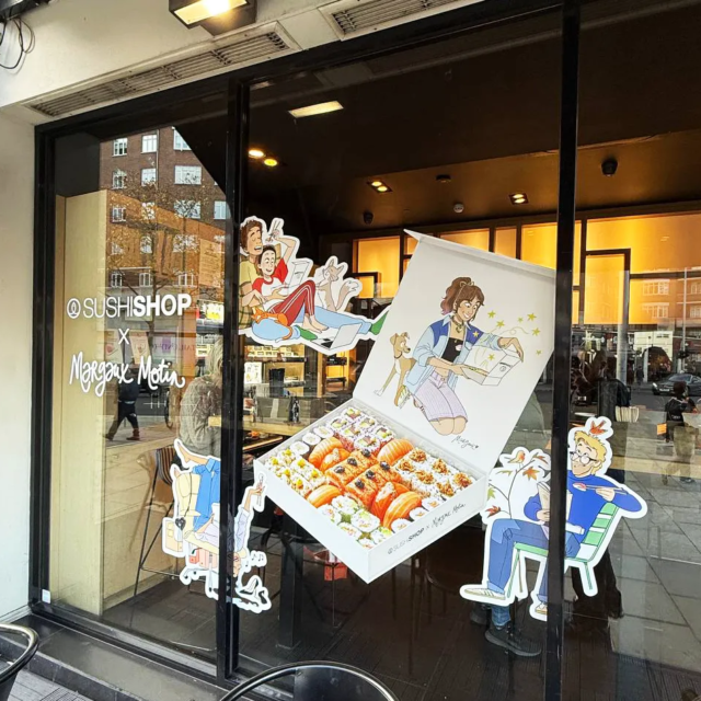 window graphics design for sushi shop london